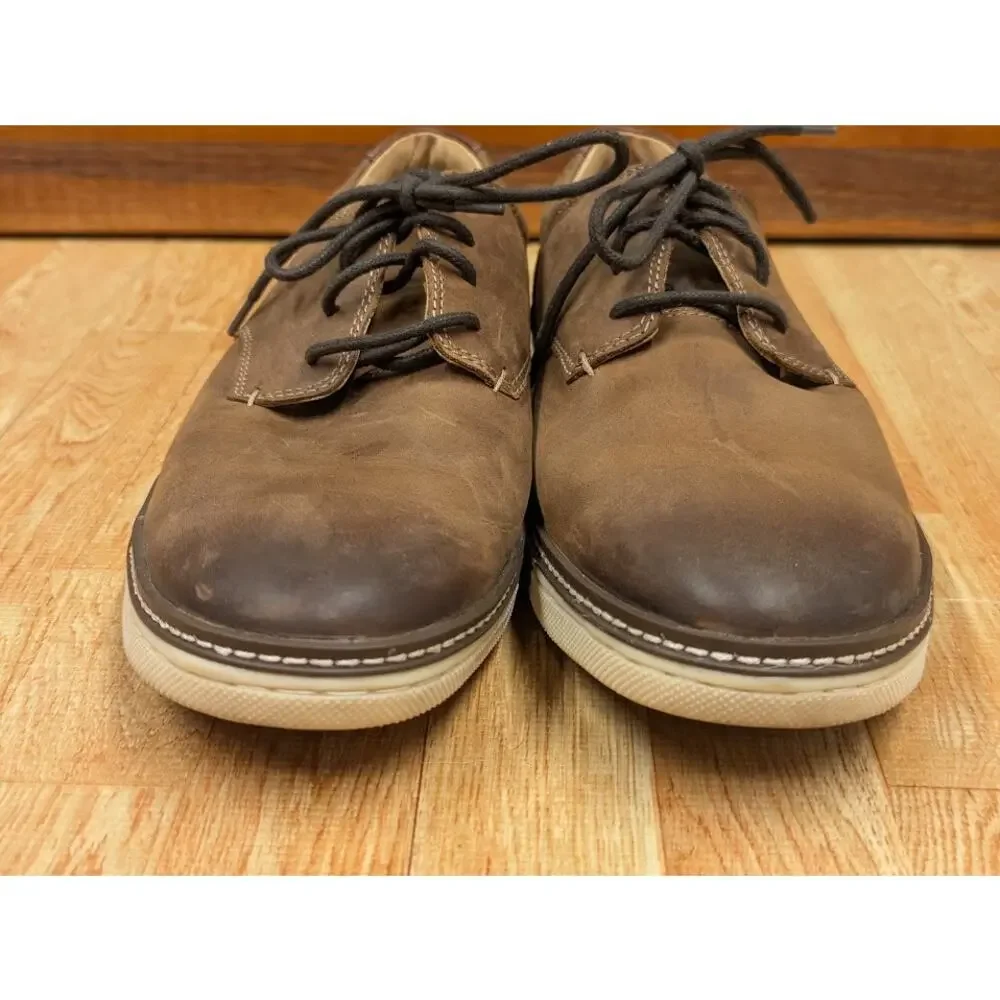 Johnston & Murphy Mens 9.5 Shoe Sheepskin Plain Toe Tan Oiled Full Grain Brown